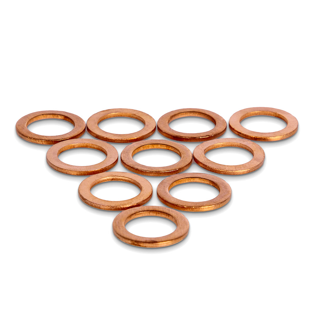 Copper Sealing Washers Metric- M10 x 16 x 1.2 & M12 x 18 x 1.2 Flat Seal Washer